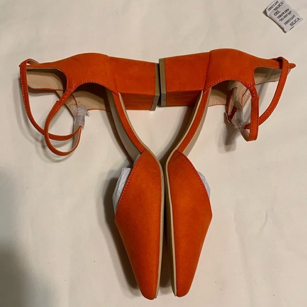 COPY - Size 8 Orange retro wedding dressy shoes with block heel - Picture 2 of 12
